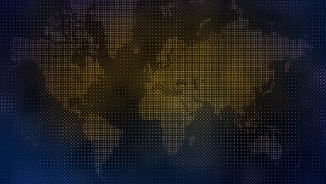 mapa del mundo virtual moderno con patrones punteados cambiantes y comunicación global dinámica - tierra digital futurista con puntos brillantes y conexiones de cuadrícula en una animación en bucle