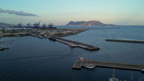 Aerial-View-Of-Real-Club-Náutico-de-Algeciras-Marina-In-Puerto-Deportivo-Darsena-El-Saladillo,-Algeciras,-Cádiz,-Spain