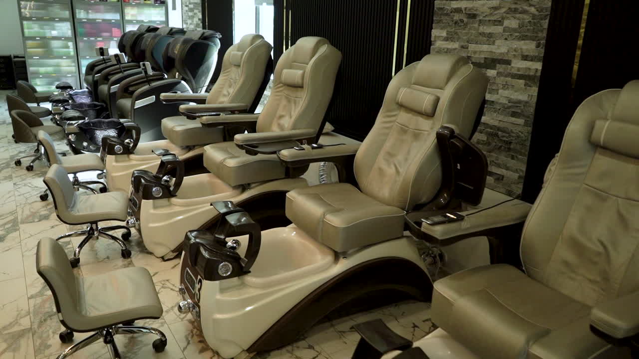 spa chairs at a nail salon