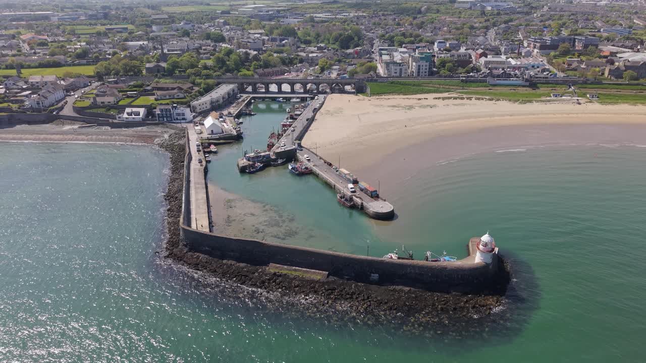 Aerial View of Balbriggan Harbour a Picturesque Seaside Town in Dublin Ireland