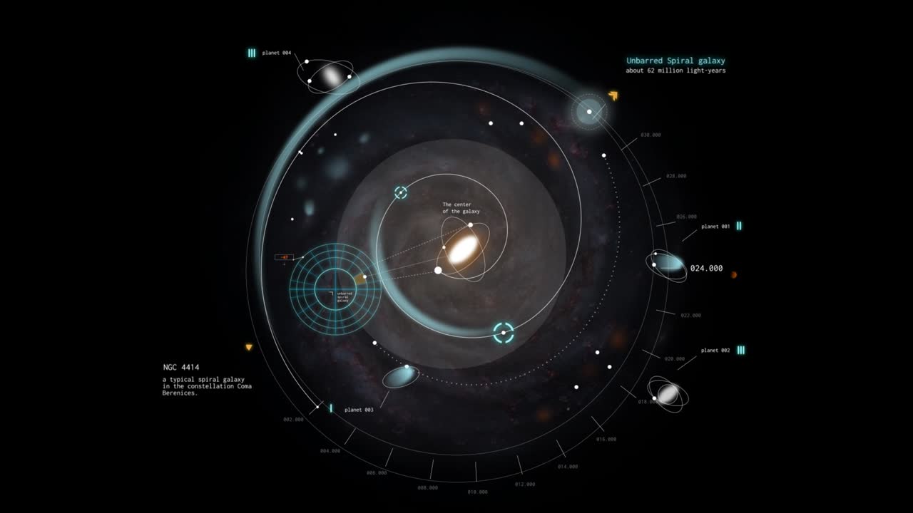 Visualization of a spiral galaxy and its planets