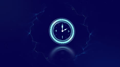 animación del reloj sobre un fondo azul oscuro