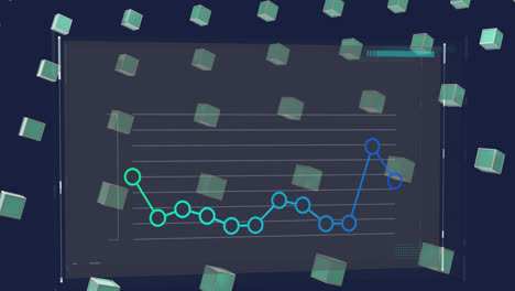 Animation-of-data-processing-over-cubes-on-black-background