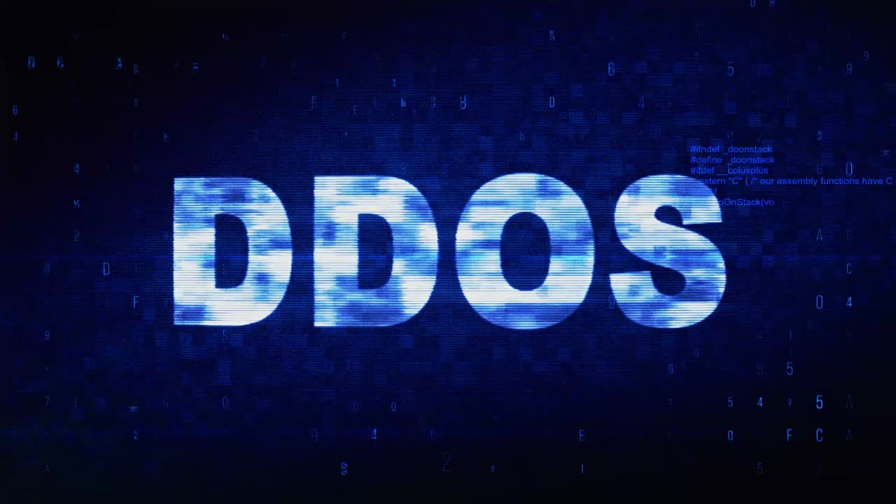 Ddos text digital noise twitch and glitch effect tv screen loop animation background login and