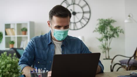 video of man on quarantine working at home