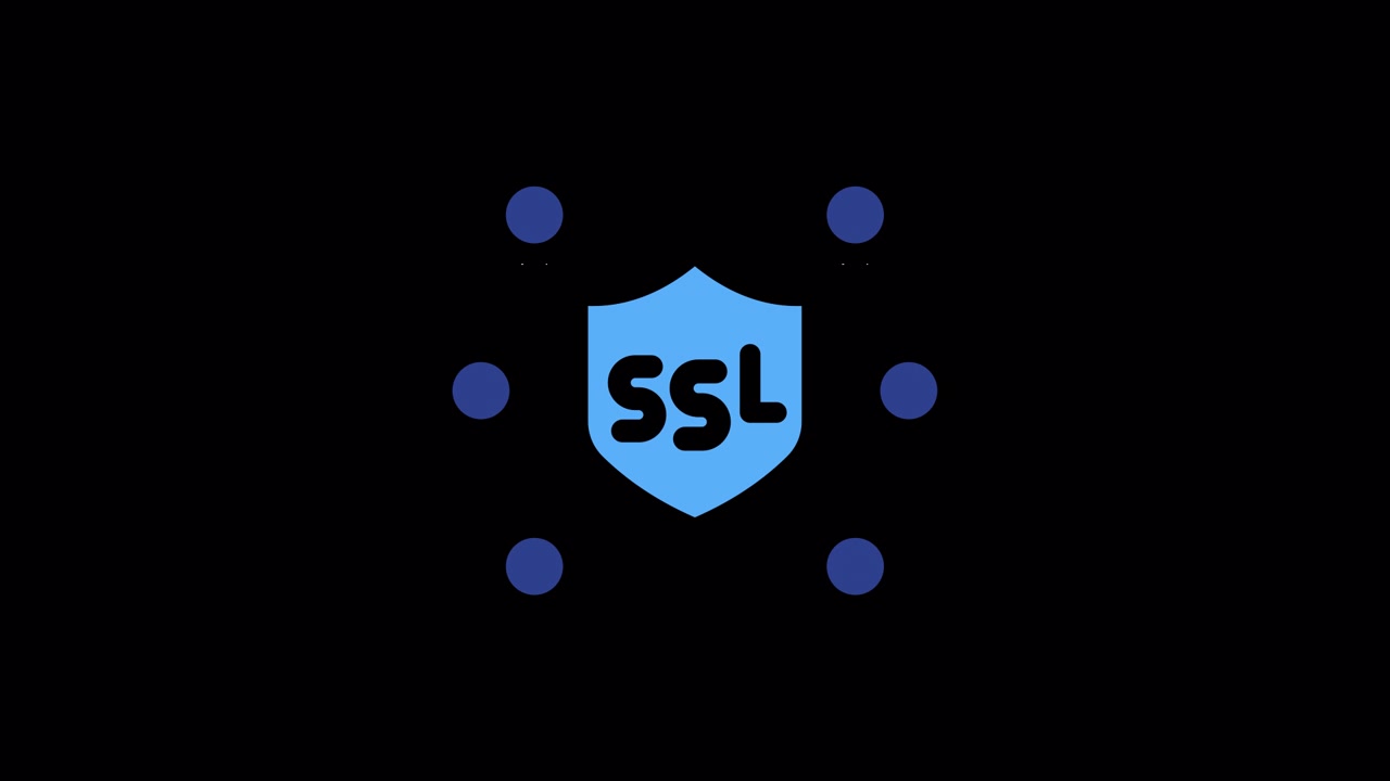 Icône animée de bouclier SSL avec points de réseau en connexion