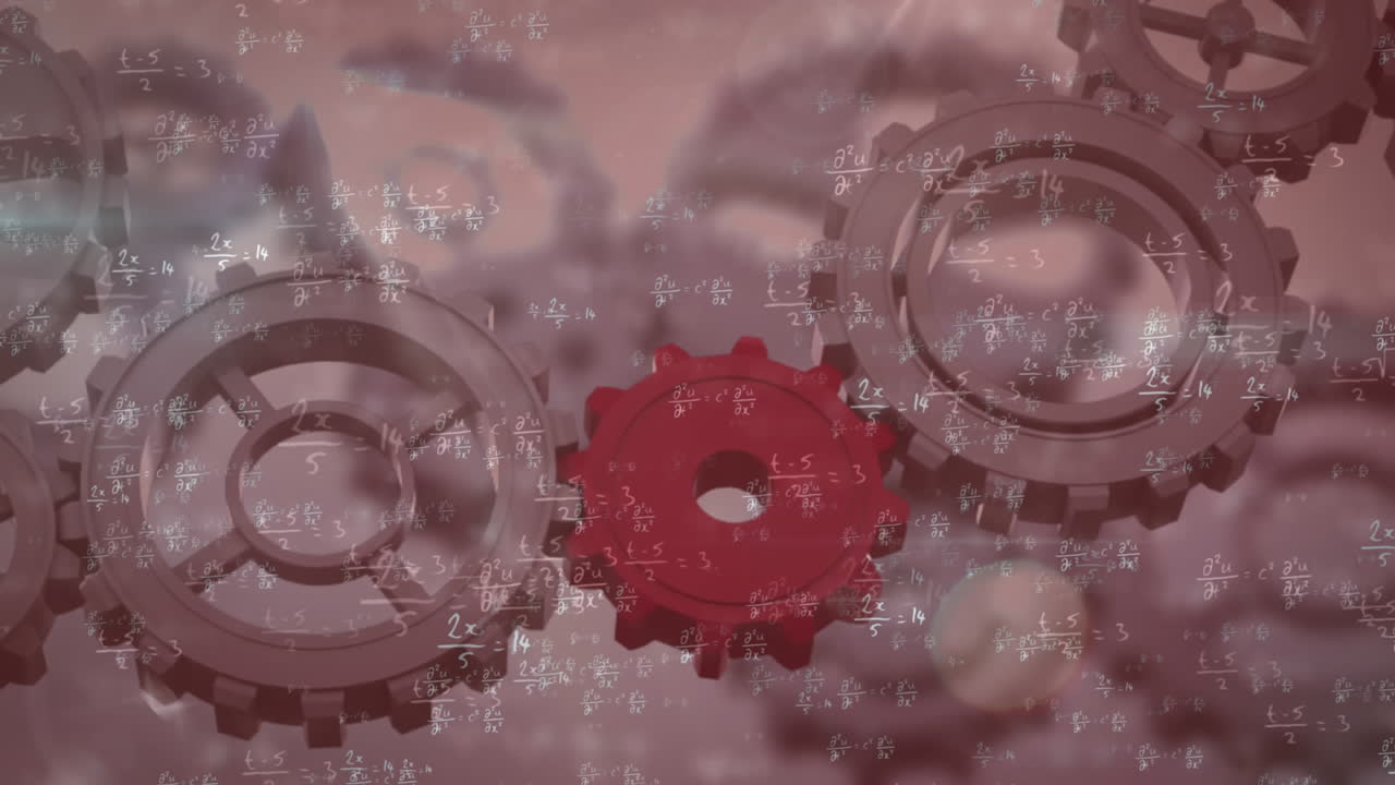 수학적 방정식과 애니메이션 기어입니다.