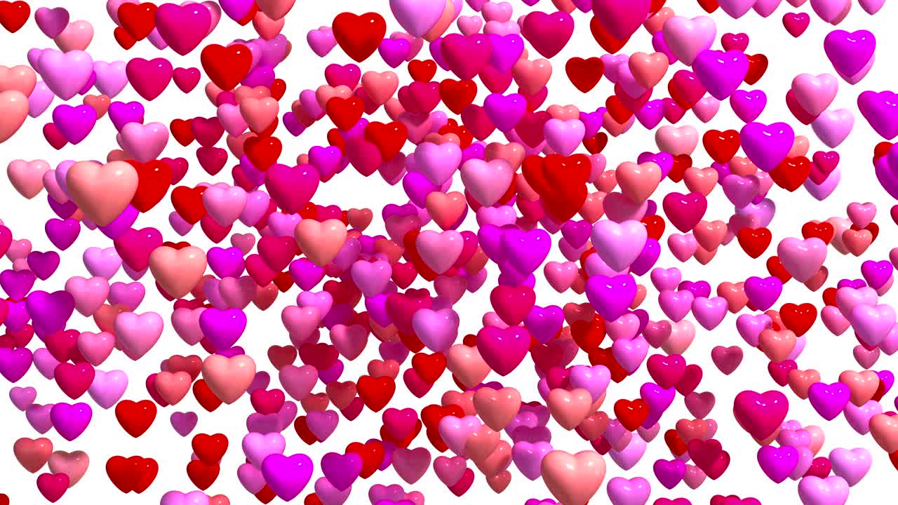 esplosione dell'icona del cuore in 4k sullo schermo bianco.