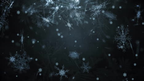 animación de nieve cayendo sobre un fondo negro