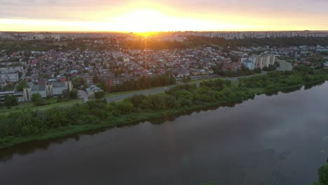 Sunset-in-Kaunas,-Lithuania