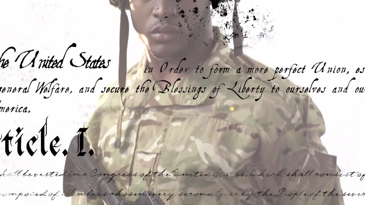 무기를 들고 있는 아프리카계 미국인 군인 에 대한 기사 텍스트 의 애니메이션