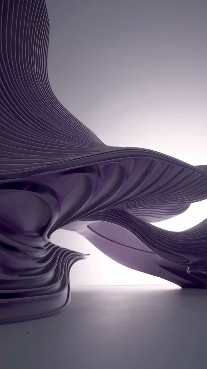 Abstract Purple Flowing Shape with Waves and Ripples