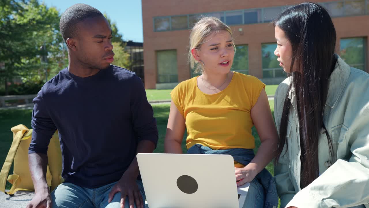 College students working together on campus