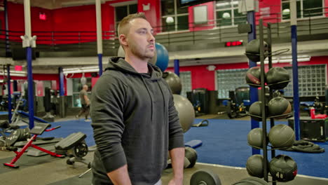 man train on sports training equipment in a fitness gym