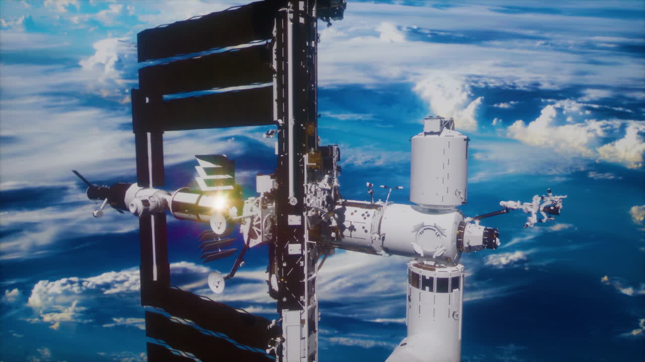 Stazione Spaziale Internazionale nello spazio buio e stellato
