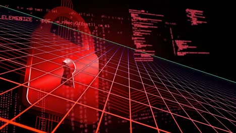 animación del candado de seguridad en línea con procesamiento de datos en segundo plano
