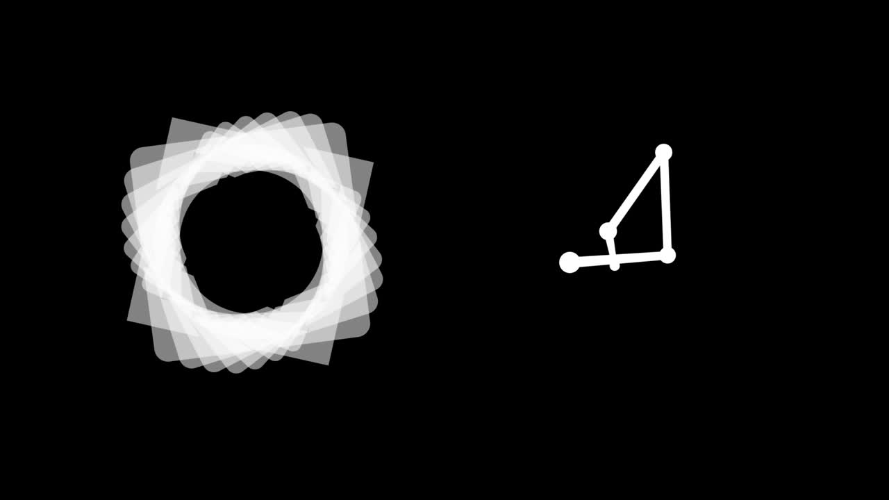 animación de formas que se mueven sobre un fondo negro