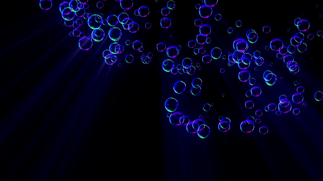 Rainbow bubbles on a dark background