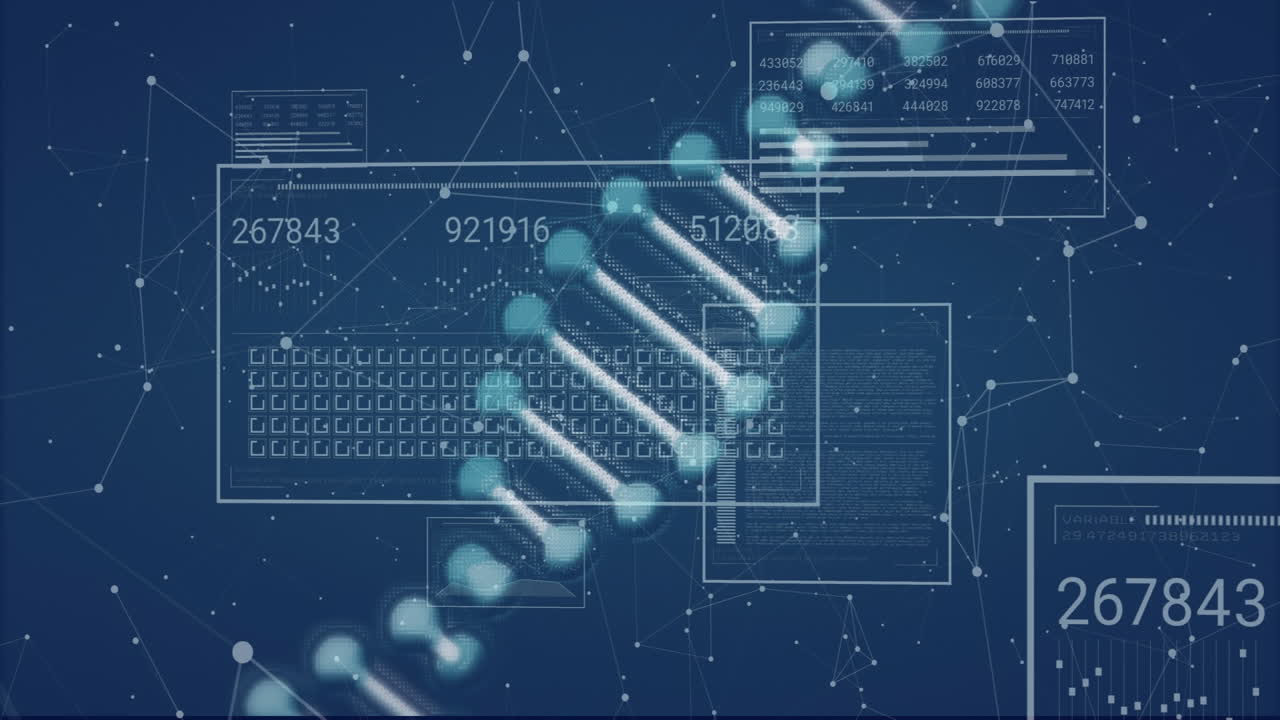 Animation of digital data processing over dna strand