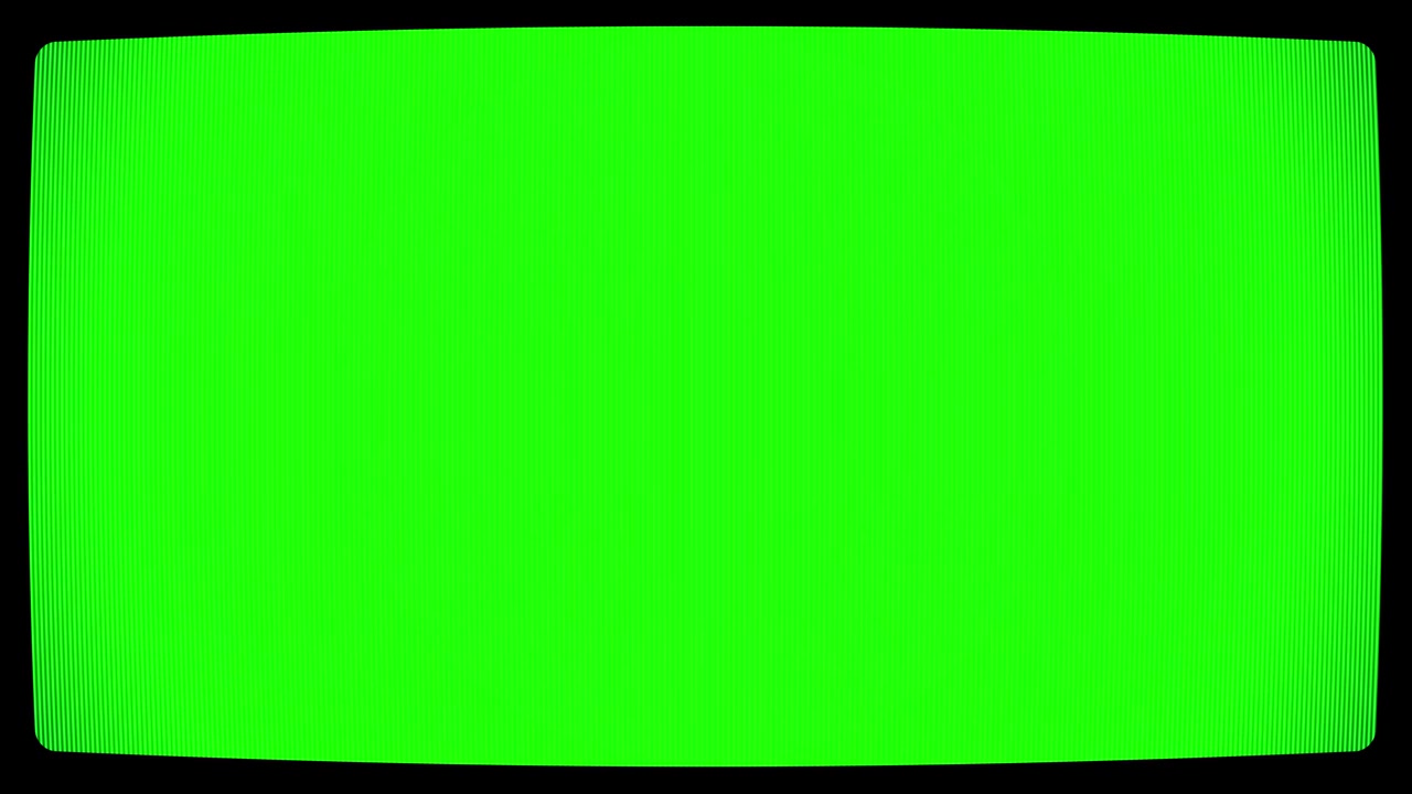 ヴィンテージテレビ画面 グリーンクロマキーとフィルムグレイン