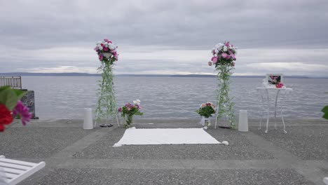 approach camera to a wedding altar on the beach