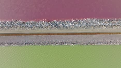 aéreo - vía férrea, corte de lucin, gran lago salado verde púrpura, utah, de arriba hacia abajo de derecha a izquierda