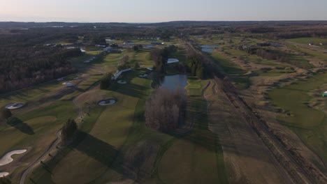 aerial flyover of the rbc canadian open at tpc toronto at osprey valley golf course in alton, ontario.