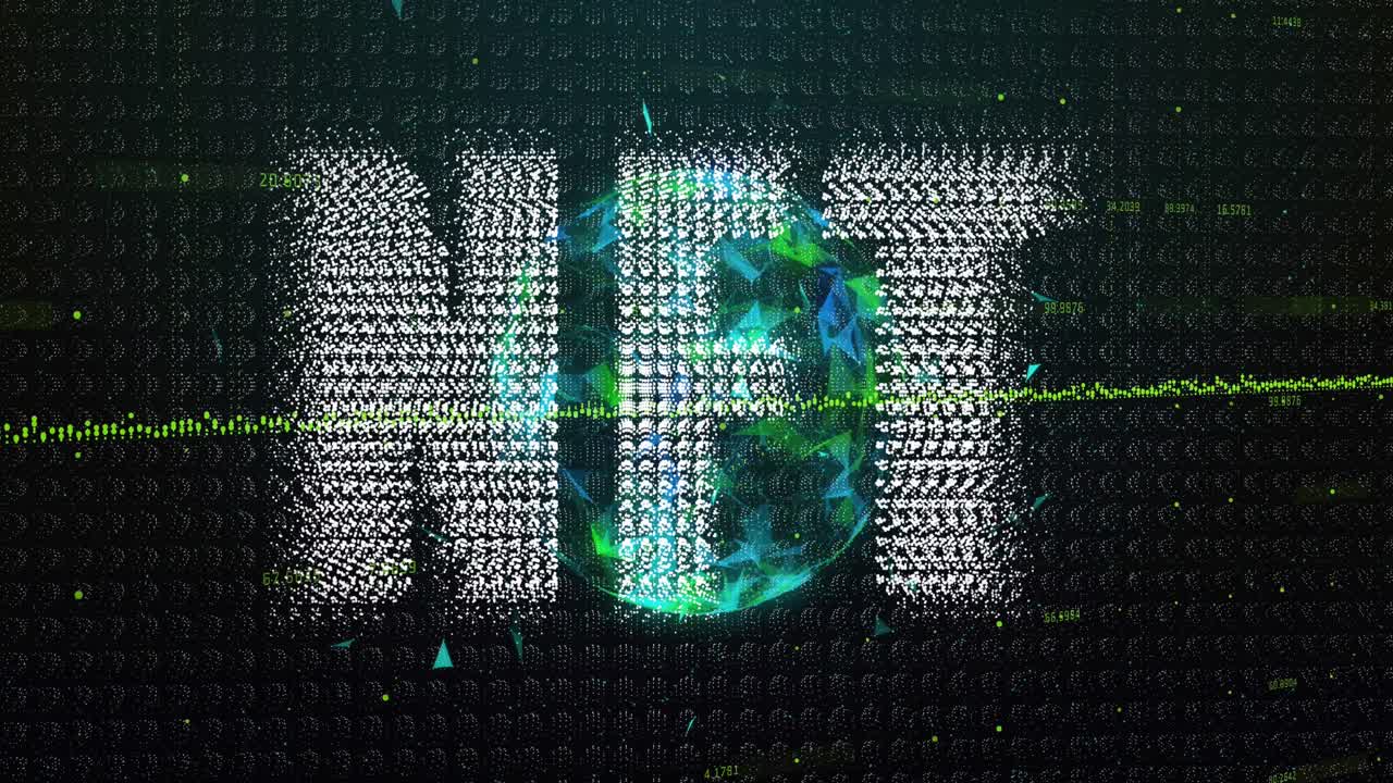 Animation of nft and graph over globe on black background