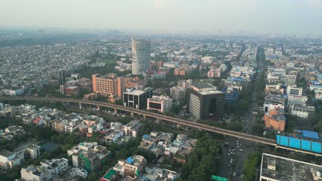 metro station in noida city sector 15 bird eye view delhi in india