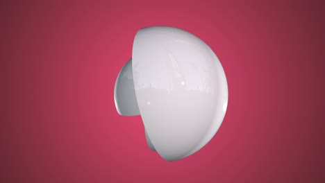 rotación de los hemisferios blancos sobre un fondo carmesí. animación tridimensional. textura blanca. esferas, círculos, bucle 3d rojo