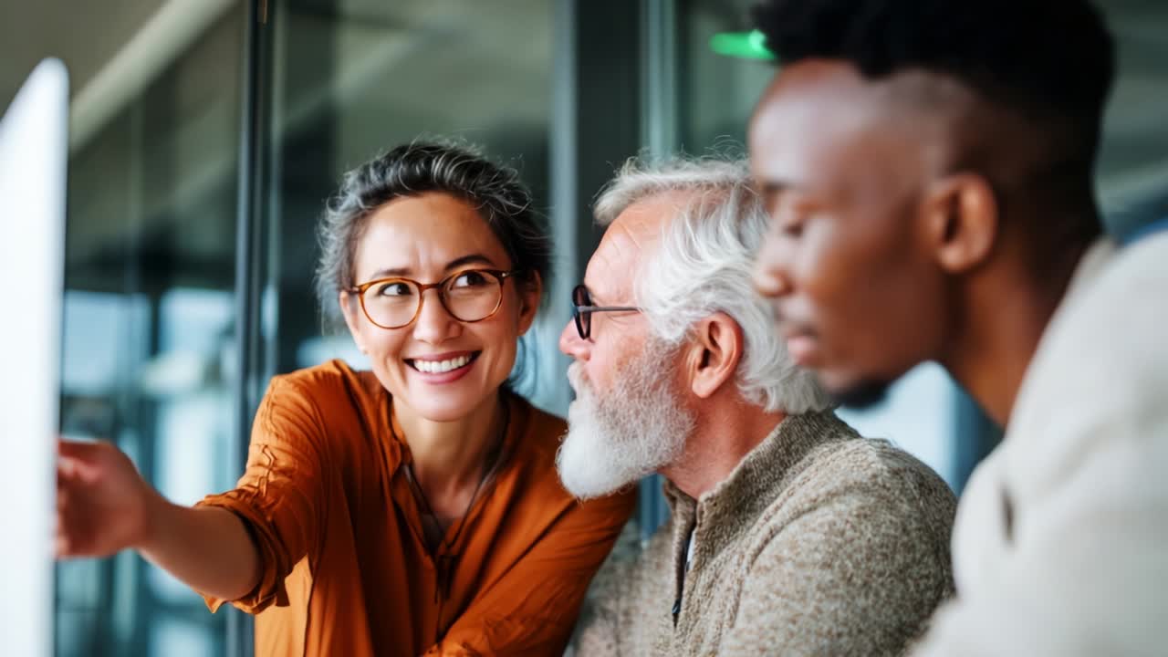 A Diverse Group of Colleagues Collaborate and Share Ideas While Engaged in a Project at a Modern Office Space, Showcasing Teamwork, Innovation, and the Joy of Shared Success in Professional Environments