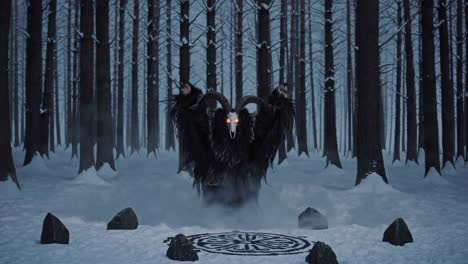 demon in a winter forest