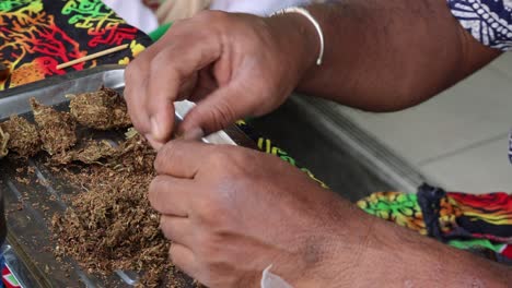 hands mixing and shaping herbal substances