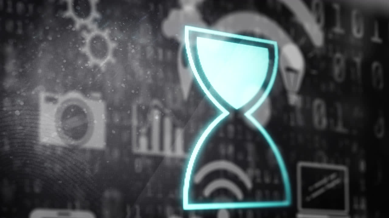 animación del icono del temporizador de huevo sobre el procesamiento de datos