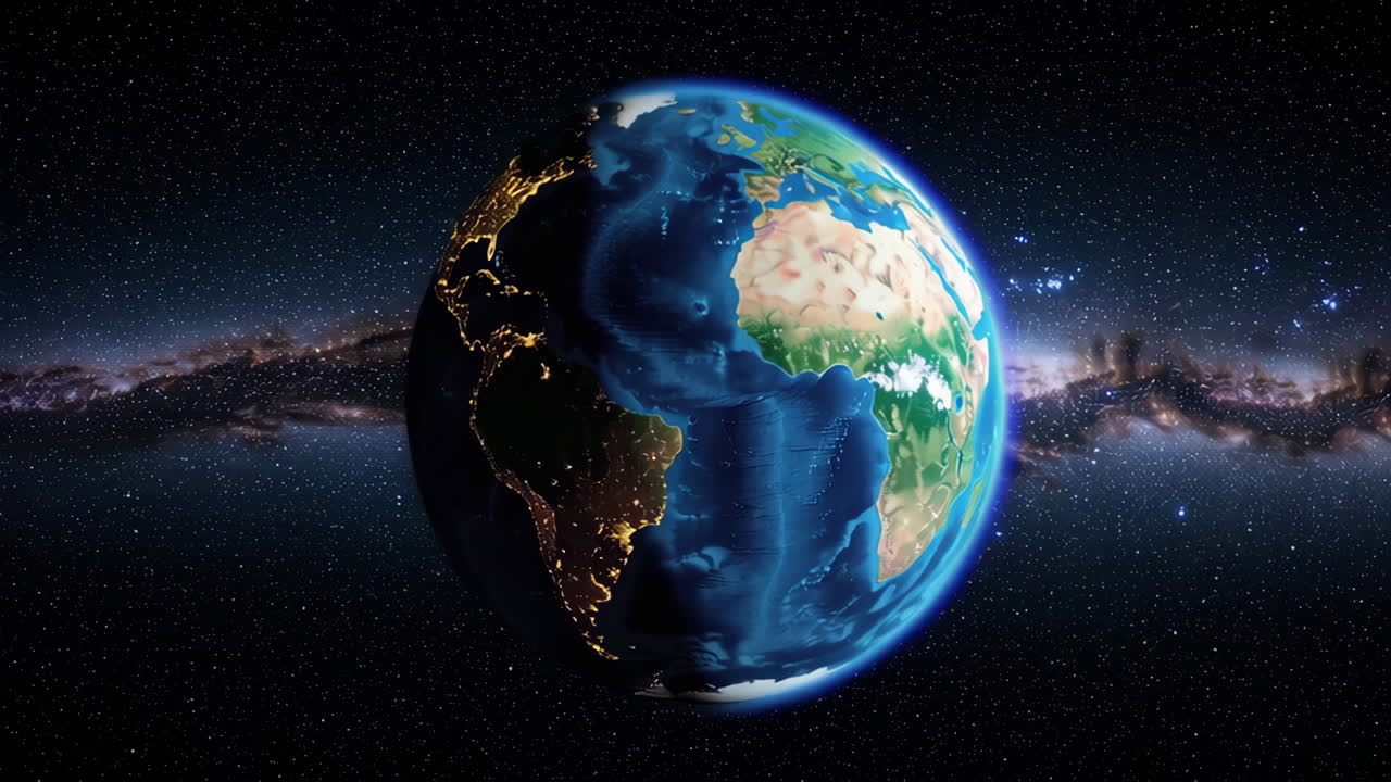 la tierra desde el espacio por la noche