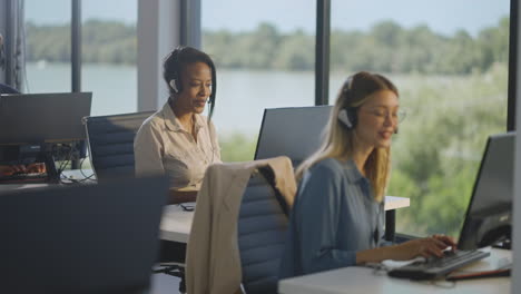 customer service team in modern office