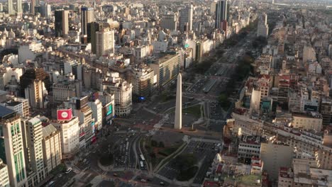 Aerial-view-of-the-Obelisk-of-the-City-of-Buenos-Aires,-Argentina