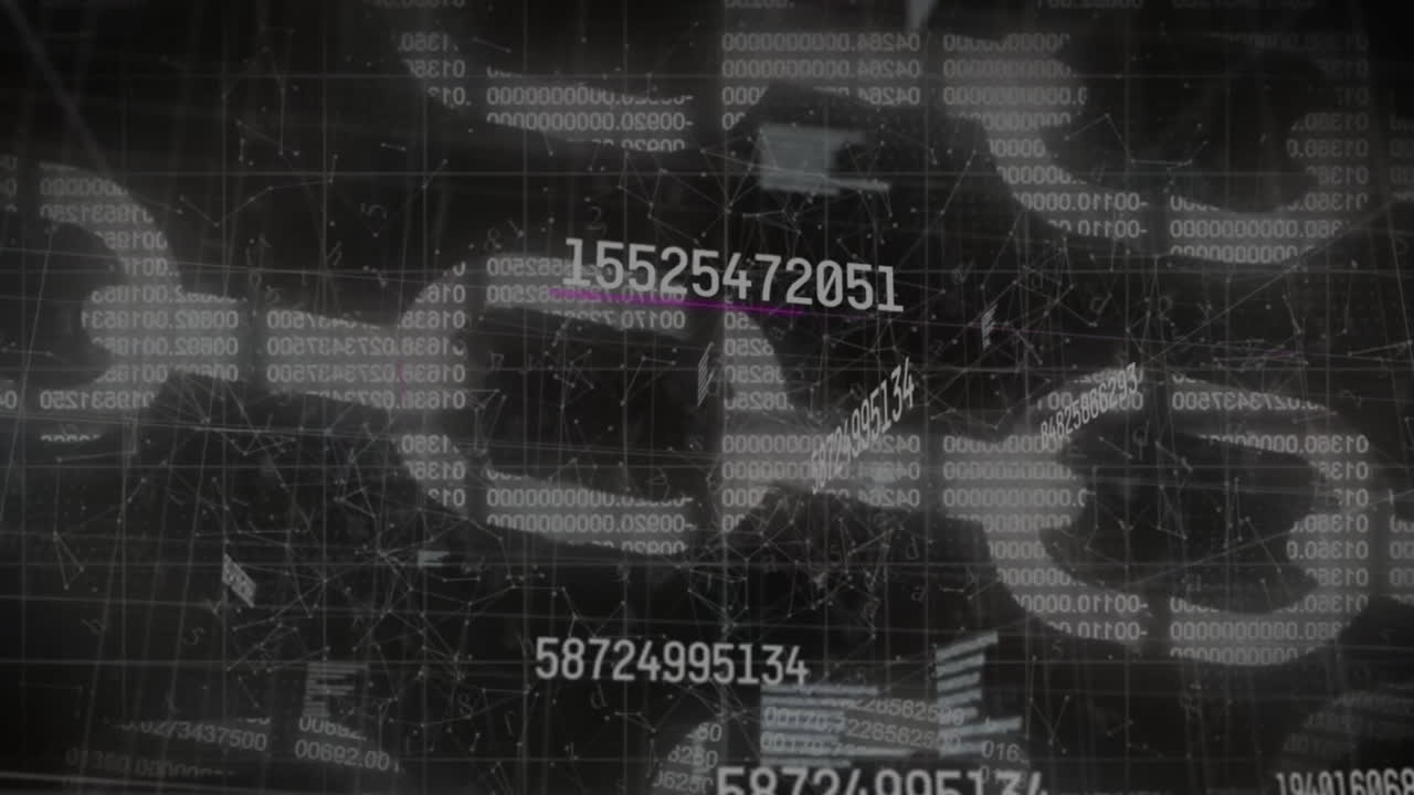 animación del procesamiento de datos a través de cadenas de seguridad en fondo negro