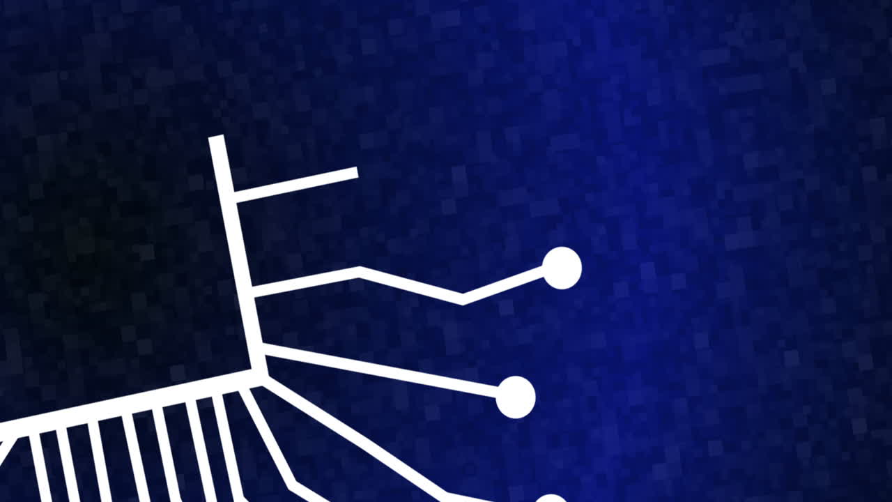 animación de cualquier texto, icono y procesamiento de datos sobre fondo azul