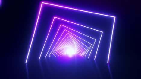 bucle sin costuras de neón abstracto. fondo ultravioleta con túnel brillante y brillante