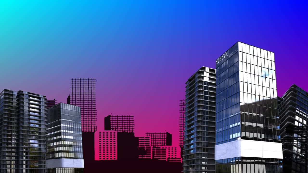 Animação de escopo de digitalização e processamento de dados sobre a paisagem urbana