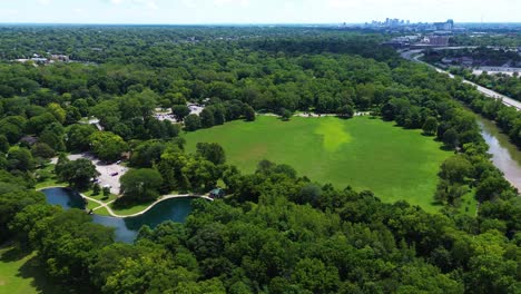 park of roses in clintonville, columbus, ohio, neighborhood, aerial drone