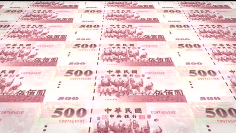 billetes de cincocientos dólares taiwaneses de taiwán rodando, dinero en efectivo, bucle