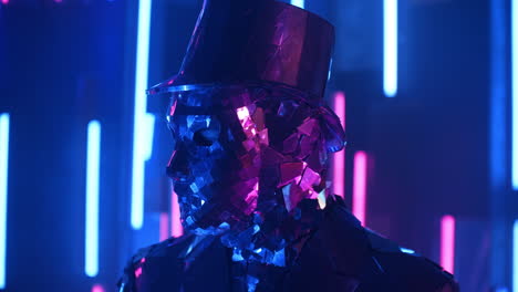 neon dancer in a silver costume.