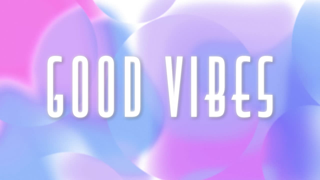 보라색 배경 위에 좋은 진동 텍스트의 애니메이션