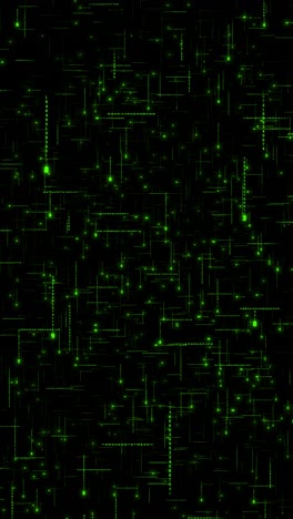 futuristic animation glowing binary code streams moving across dark digital space flow of data