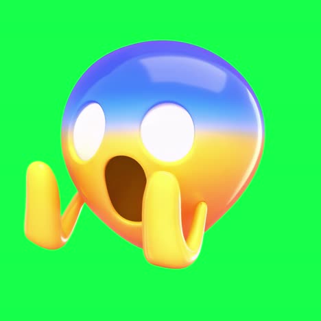 Colorful shocked emoji icon animation, transparent 4K video, green screen