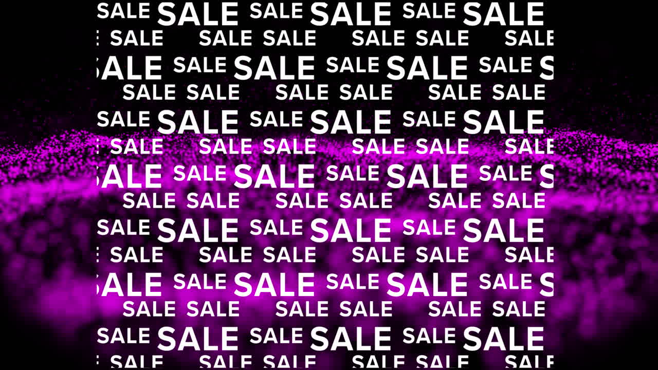 animación de textos de venta en fondo negro con brillo