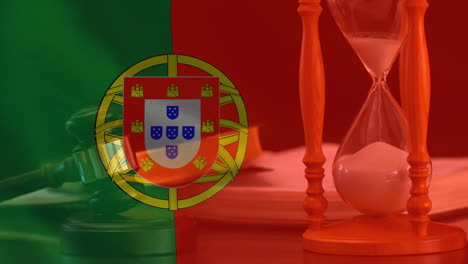 digitally composite of portugal flag and hourglass 4k