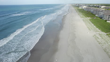 drone shot of beach in atlantic beach north carolina